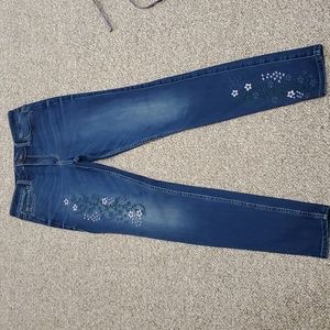 Hollister Floral Embroidered Blue Jeans Size 27